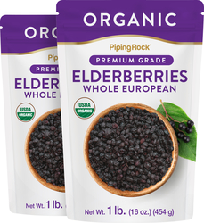Elderberries Whole European (Organic), 2 x 1 lb (454 g) Bags