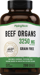 Grassfed Beef Organs , 3250 mg (per serving), 200 Quick Release Capsules