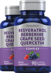 Resveratrol Berberine Grape Seed Quercetin Extract, 90 Quick Release Capsules